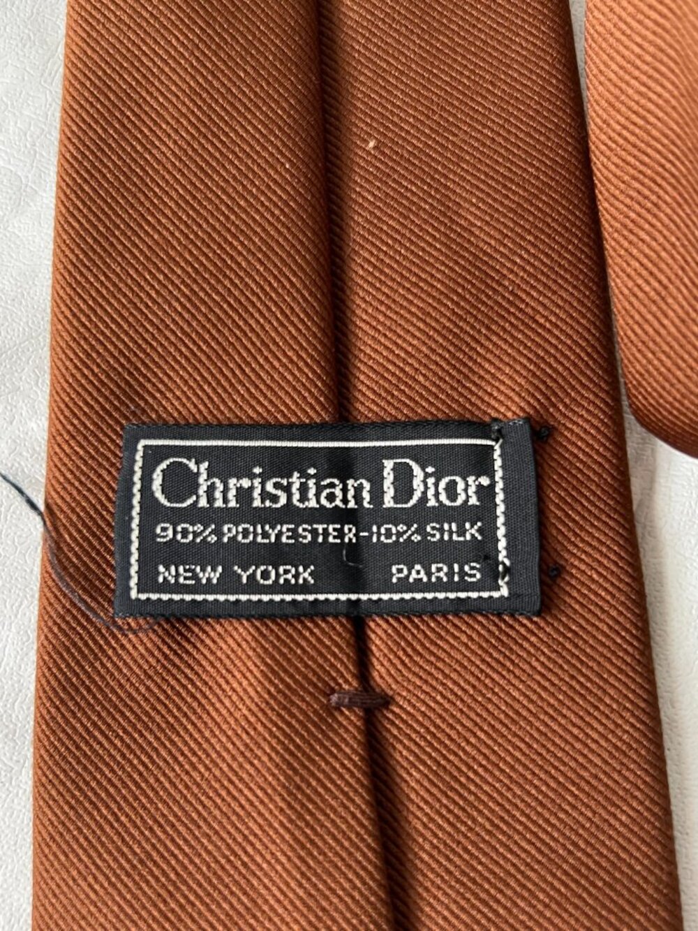 Christian Dior tie vintage brown embroidered neck tie solid - Picture 4 of 4